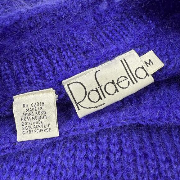 80's purple mohair and wool blend crewneck sweater by RAFAELLA - Picture 2 of 16